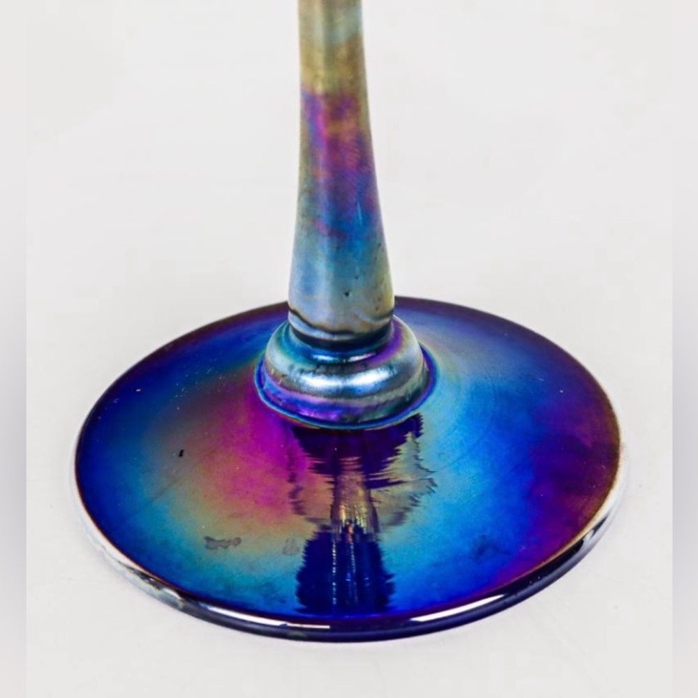 🥂GORGEOUS Estate Murano Crystal & Iridescent Glass Flutes (2), 11.25” x 3.25” - Picture 4 of 9